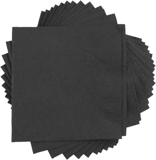 JAM PAPER Small Beverage Napkins - 5 x 5 - Black - 50/Pack