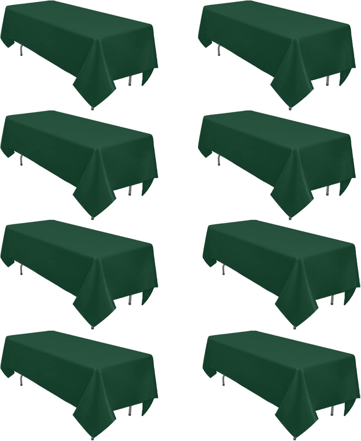 8 Pack Dark Green Tablecloth 60 x 102 Inch Rectangular Tablecloths for 6 Foot Rectangle Tables, Wrinkle Resistant Hunter Green Table Cloth Washable Polyester Fabric for Buffet Wedding Party Banquet
