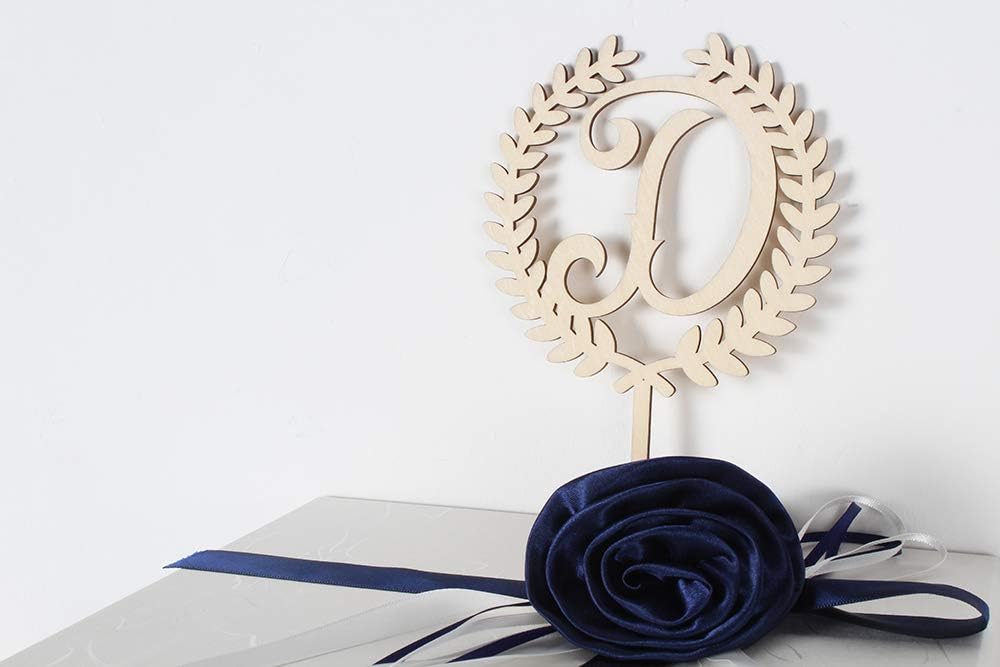 LINGTEER Personalized Inital Letter D Wooden Cake Topper Perfect for Birthday Rustic Wedding Anniversary Party Keepsake Decoration
