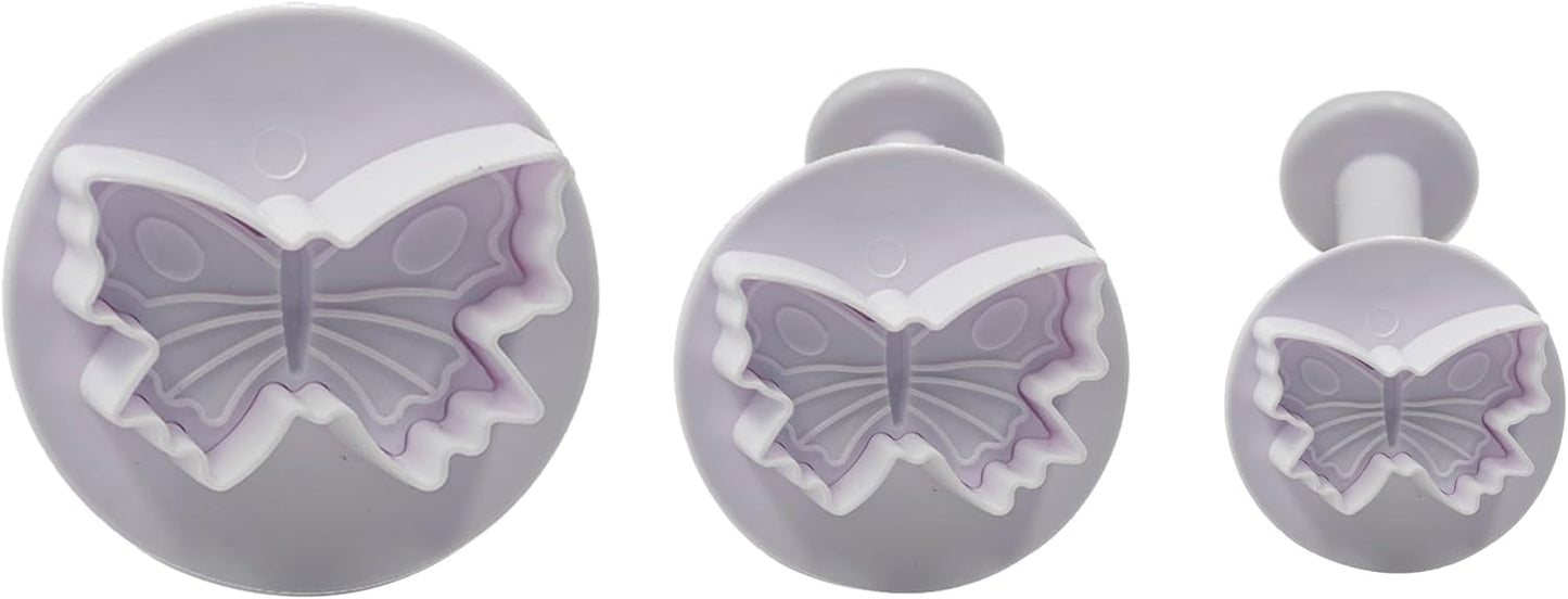 pson 3Pcs Plunger Cookie Cutter Set, Mini Plastic Biscuit Molds for Cake Decorating, Baking, Fondant, and DIY Crafts(Butterfly)