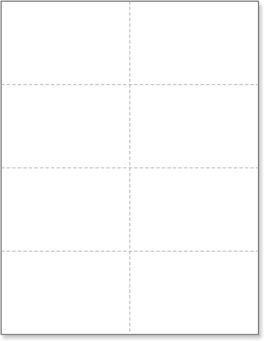 NextDayLabels - Blank Perforated Printable Cardstock, 8 Cards per Sheet, 100# tag - for laser and inkjet printer, 4-1/4" x 2-3/4" Each Card - 800 Cards - Made in the USA