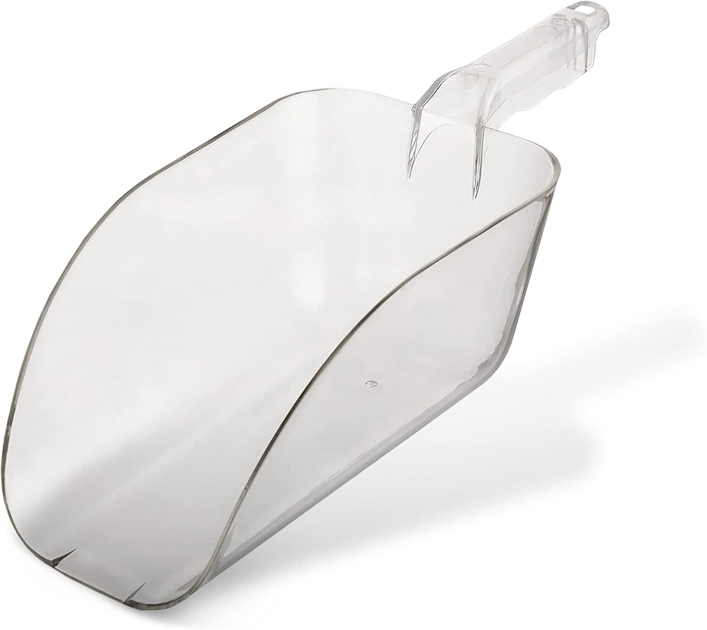APQ Ice Scooper 64 oz. Clear Plastic Scooper for Food Service Applications Flat Bottom Scooper Freezer Ice Machine Restaurants Kitchen Buffet Party Candy Popcorn Heavy Duty Long Lasting