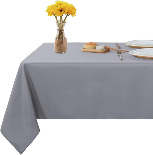 Fitable Rectangle Tablecloth Stain and Wrinkle Resistant Washable Polyester Table Cloth for Buffet Parties and Camping (54x120 inch, Light Grey)