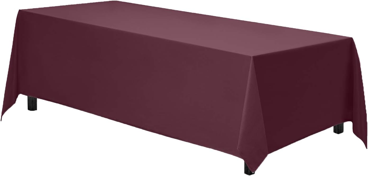 Gee Di Moda Rectangle Tablecloth - 90 x 156 Inch Burgundy - Heavy Duty Washable Polyester - 8 Ft Table, Holiday Party, Wedding & Baby Shower