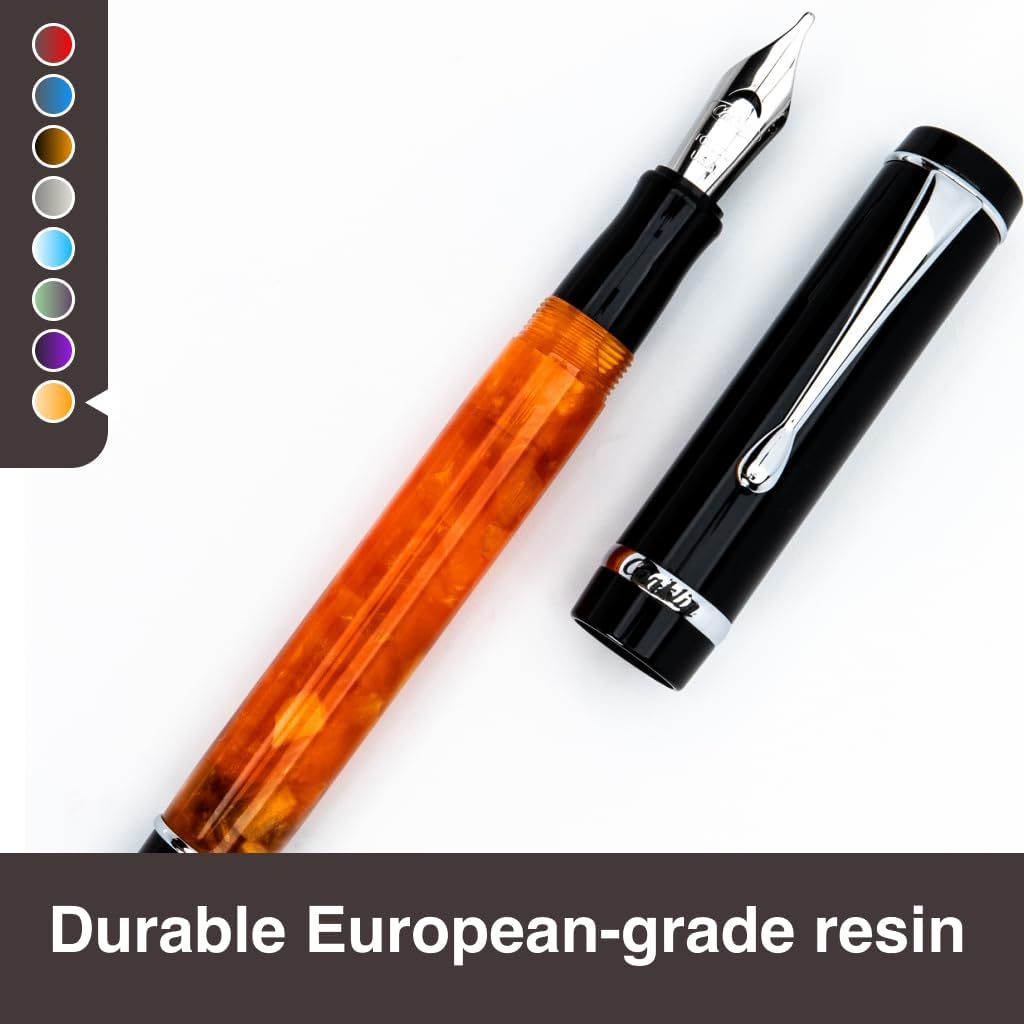 Conklin Duragraph Fountain Pen Orange Nights - Fine Nib, Luxury Writing Instrument with Vibrant Orange Finish
