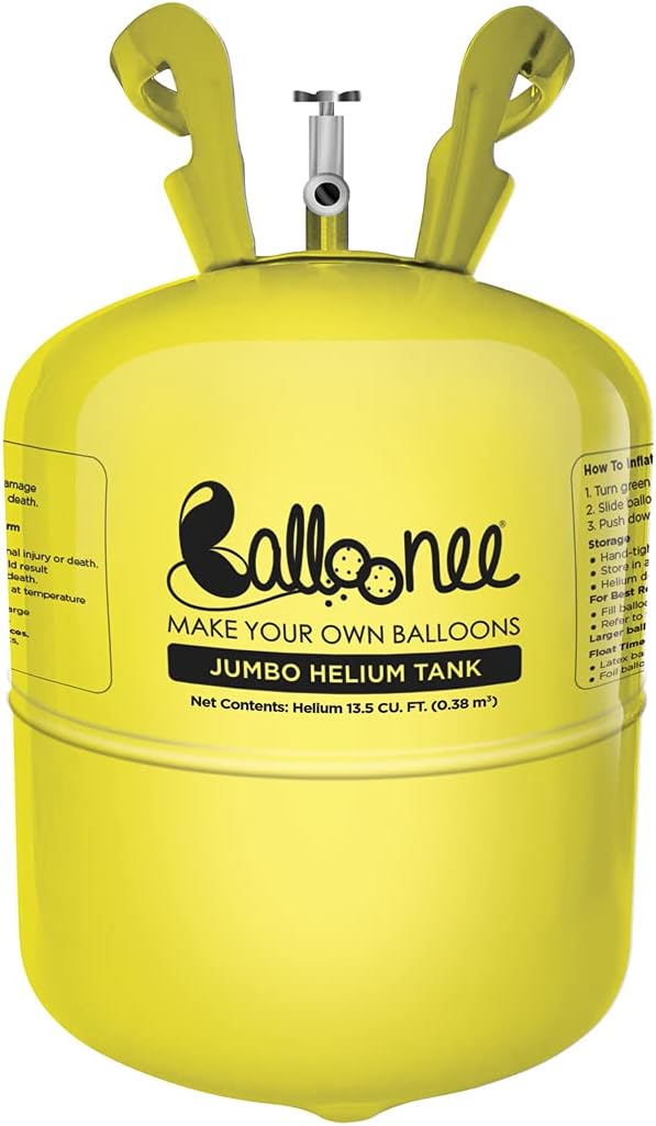 Jumbo Disposable Helium Party Kit - Pack of 3, Helium Tank for Balloons At Home, 13.5 Cu Ft Helium Balloon Pump Kit with 150 Assorted Latex Balloons, Portable for Celebrations