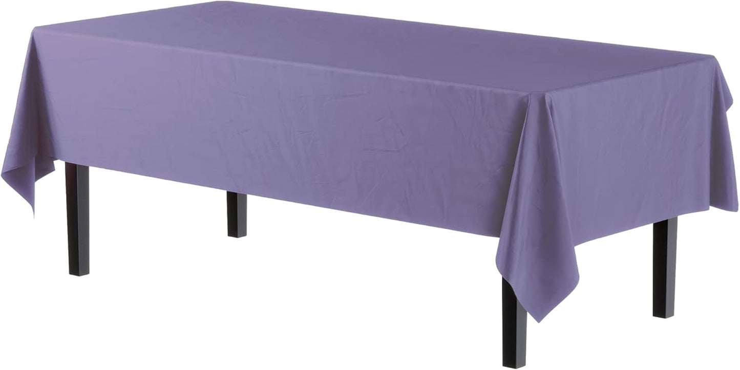 Exquisite 12-Pack Premium Plastic Tablecloth 54in. x 108in. Rectangle Table Cover - Lavender