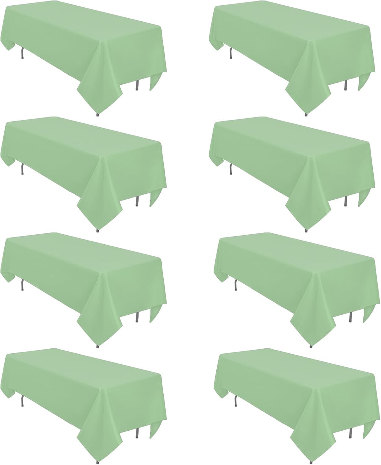 8 Pack Sage Green Tablecloth 60 x 102 Inch Rectangular Tablecloths for 6 Foot Rectangle Tables, Wrinkle Resistant Green Table Cloth Washable Polyester Fabric Table Covers for Party Wedding Banquet