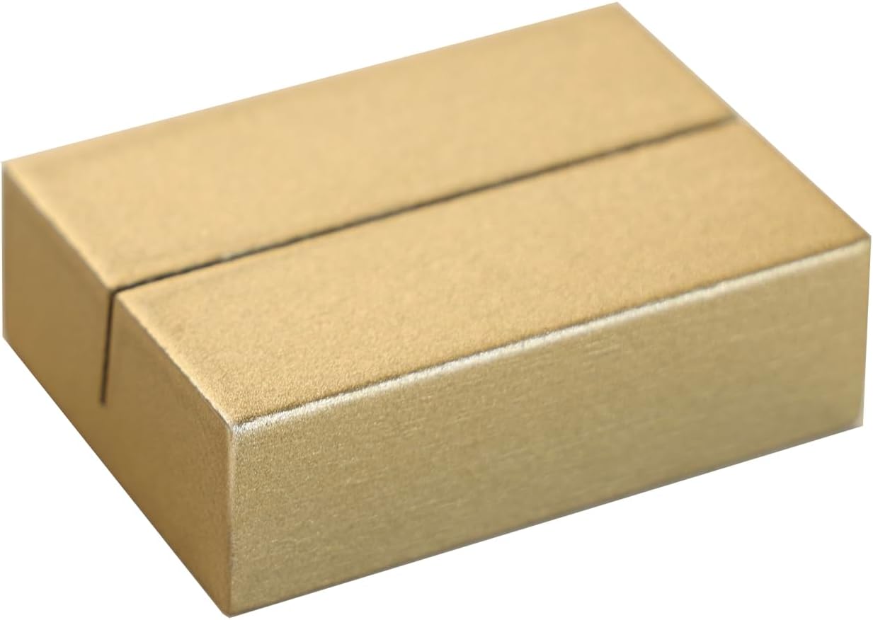 UNIQOOO 12 Pack Gold Birch Wood Stands /1.2mm Slot for Cardstock, Wedding Table Numbers Holders, Photo Holder, Photo Display Stand for Event Decor, Retail Shop, Cafe Restaurant Menu, Business Card, Name Tag