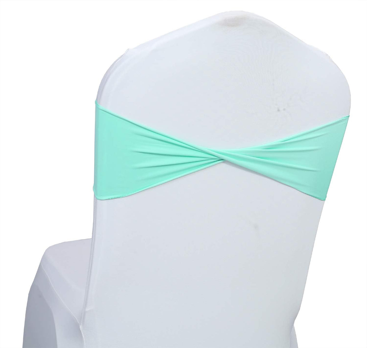 VDS Pack of 10 PCS | Tiff Blue | Spandex Chair Sashes Bows Without Buckle | Stretch Elastic Banquet Universal Folding Chair Band Tie with for Wedding Party Conference Celebration Event Decoration