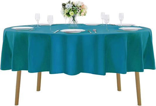 70 inch Round Tablecloth Washable Polyester Table Cloth Decorative Table Cover for Wedding Party Dining Banquet（70 inch, Caribbean Blue）