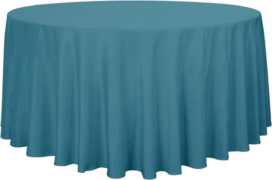 sancua Round Tablecloth - 120 Inch - Water Resistant Spill Proof Washable Polyester Table Cloth Decorative Fabric Table Cover for Dining Tables, Buffet Parties and Camping, Teal