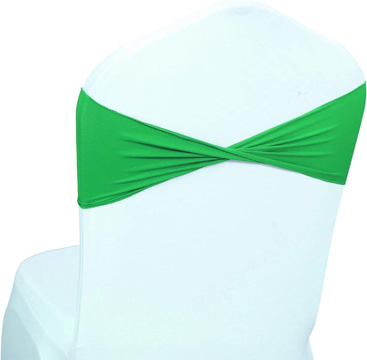 VDS Pack of 75 PCS | Light Green | Spandex Chair Sashes Bows Without Buckle | Stretch Elastic Banquet Universal Folding Chair Band Tie with for Wedding Party Conference Celebration Event Decoration