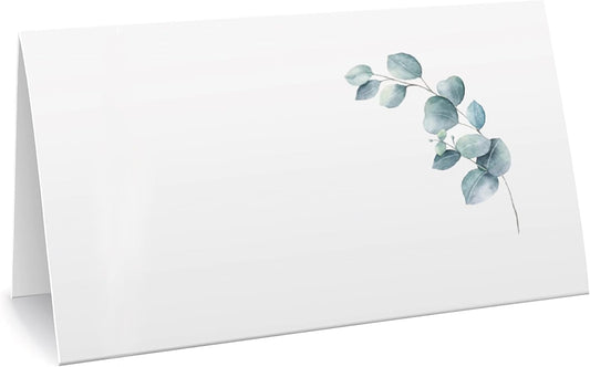 CLEVER SIGNS Place Cards for Wedding or Party, Seating Place Cards for Tables, Scored for Easy Folding, Flower Design 100 Pack, 2 x 3.5 Inches