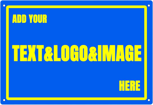 Custom Signs Outdoor Metal Sign - 12 x 8 Customized Personalized Aluminum for Office, Home, Business, Decor, Road Signs, Rust-Proof (Yellow Text Box)