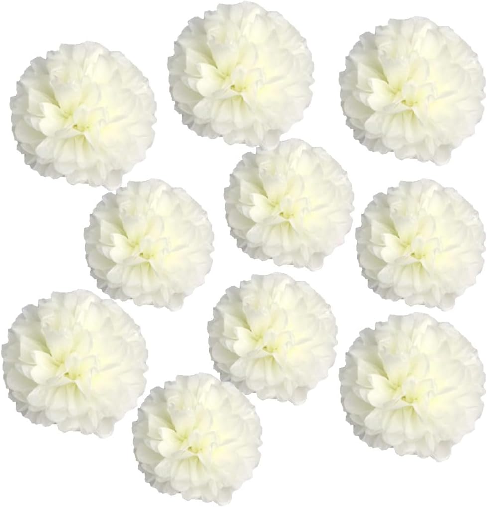 10pcs 8in 10in Cream/Beige Paper Pom Poms Tissue Paper Flower Hanging Paper Flower Balls Wedding Party Flower Decorations DIY Art Craft Blooms for Birthday Baby Shower Nursery Decor