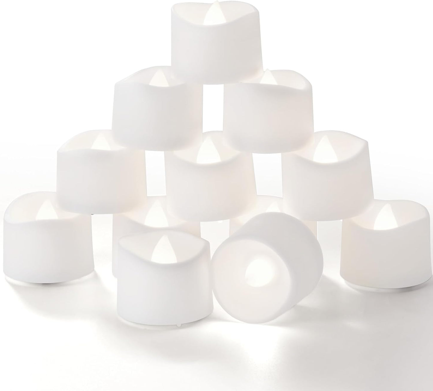 Homemory Timer Tea Lights Candles Battery Operated, 6H Timer Built-in, Auto On Daily, Flameless LED Tealight Votives for Table Centerpieces, Lantern, Holiday Decor, Cool White, No Remote, 24-Pack