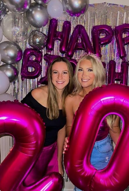 Hot Pink Helium Number Balloon 40 Inch, Giant Foil Hot Pink Number 0 Birthday Balloons, Large Numbers 10 20 30 40 50 60 70 80 90 100 2025, Party Celebration Supplies Decorations