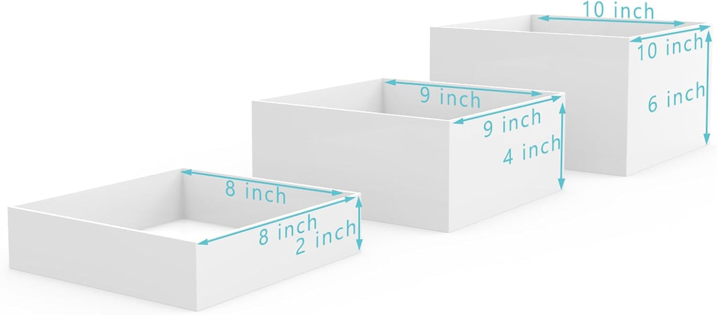 PecMuikee Buffet Risers, Food Risers for Buffet Table, Display Stand Shelf for Catering Dessert Collectibles Jewelry Figures Show, Acrylic Cube Display Nesting Risers with Hollow Bottoms 3PCS 8"9"10"