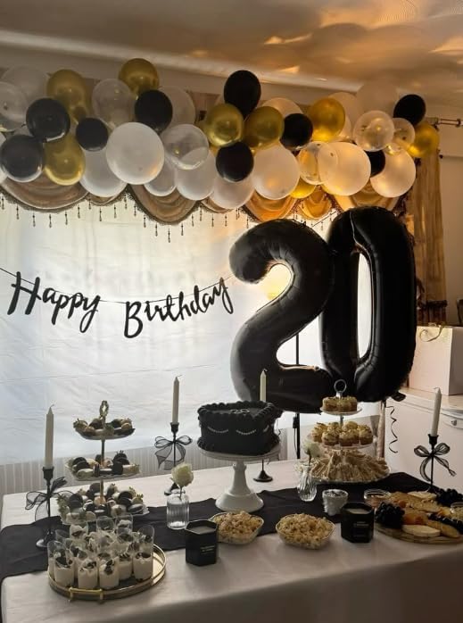 Black Number 20 Balloon 40 Inch Birthday Decorations, Number 20 Balloon Birthday Party Decorations, Anniversary Decorations Graduations Party Supplies