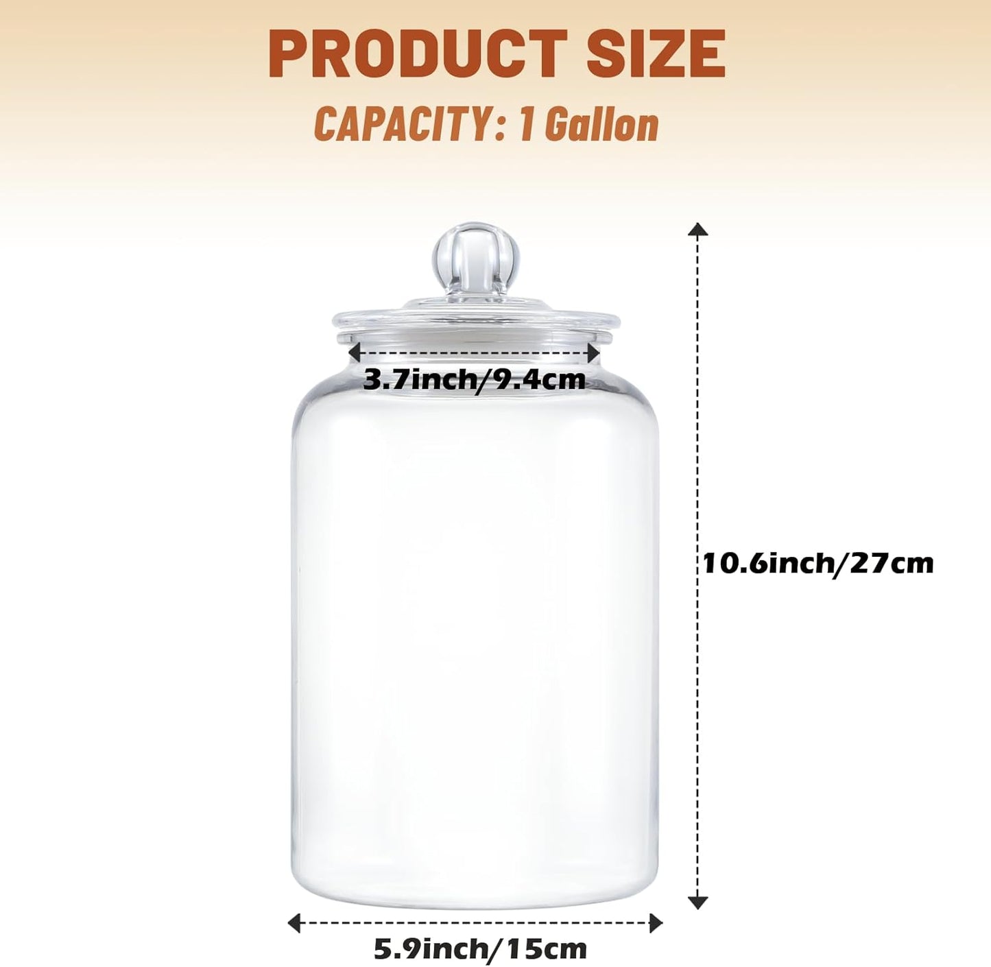 2 Pack 1 Gallon Plastic Cookie Jars, Unbreakable Apothecary Jars with Airtight Lids, Food Storage Canisters for Flour, Sugar, Candy