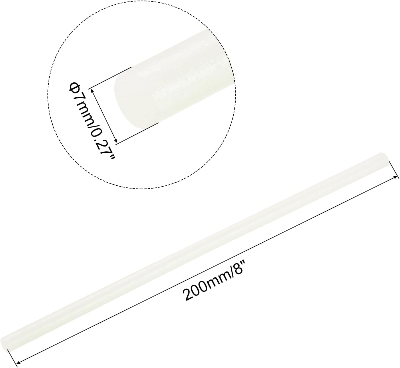 uxcell 20pcs Hot Glue Sticks for Glue Gun 7mm/0.27-inch x 8-inch Mini Hot Melt Adhesive Glue Stick Glitter White