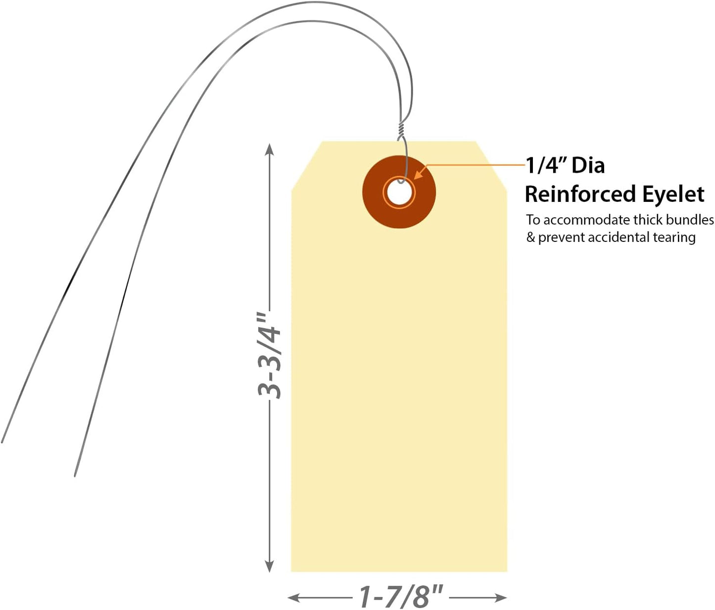 SmartSign Blank Manila Shipping Tags with Wire, Size #3 | PreWired, 13pt Cardstock Tags, 3 3/4" x 1 7/8", Pack of 100
