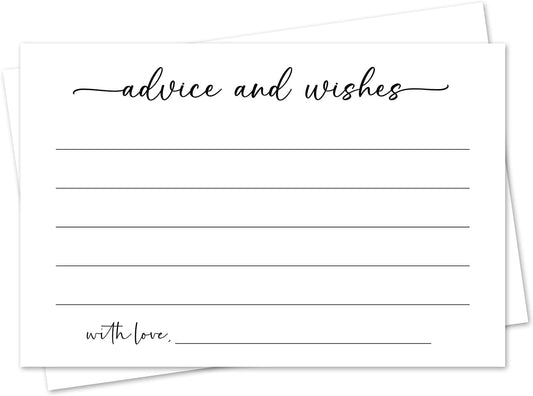 White Advice and Wishes Card, Advice Cards for The Bride and Groom, Bridal Shower,Wedding or Baby Shower, Birthday, Graduation, Retirement, Guestbook - 25 Cards -09