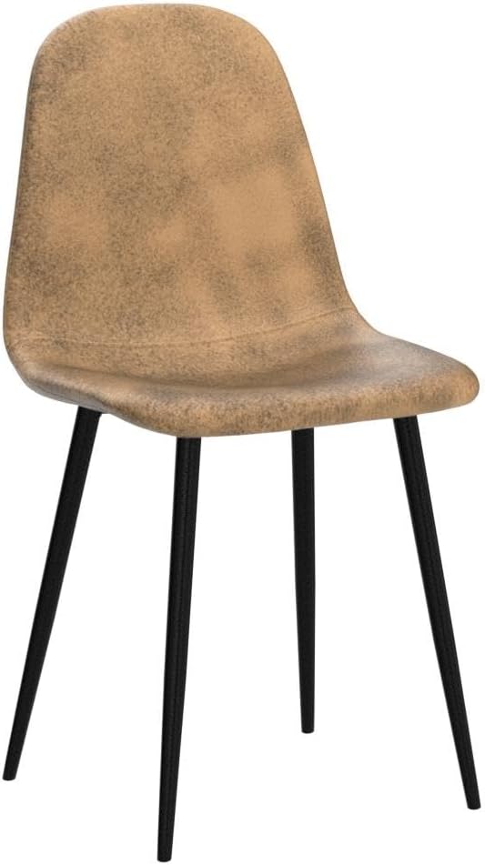 Homy Casa Dining Chairs Set of 6, Modern Mid-Century Style Dining Room Side Chairs Accent Chairs with Black Metal Legs Comfortable for Kitchen Lounge Farmhouse, Rustic Brown, 6PCS