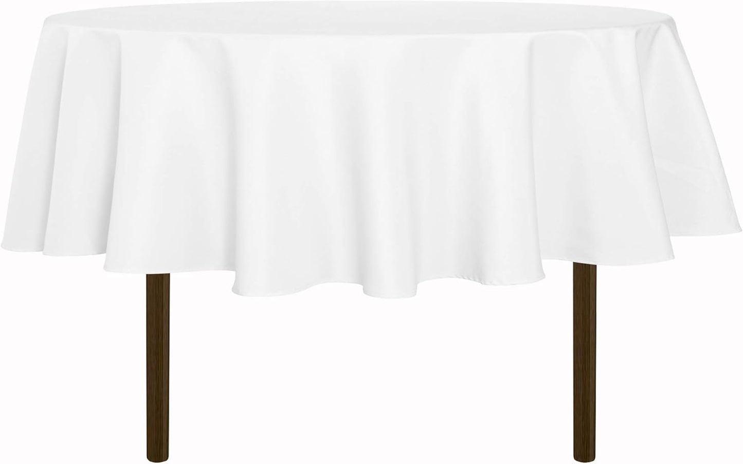 sancua Round Tablecloth - 70 Inch - Water Resistant Spill Proof Washable Polyester Table Cloth Decorative Fabric Table Cover for Dining, Buffet Parties and Camping, White(Fits 24-58 Inch Tables)