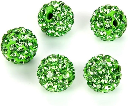 50pcs Adabele Grade A Suncatcher Crystal Rhinestone Pave Loose Beads 8mm Peridot Green Polymer Clay Disco Ball Spacers Compatible with Shamballa All Craft Jewelry Making DB8-16