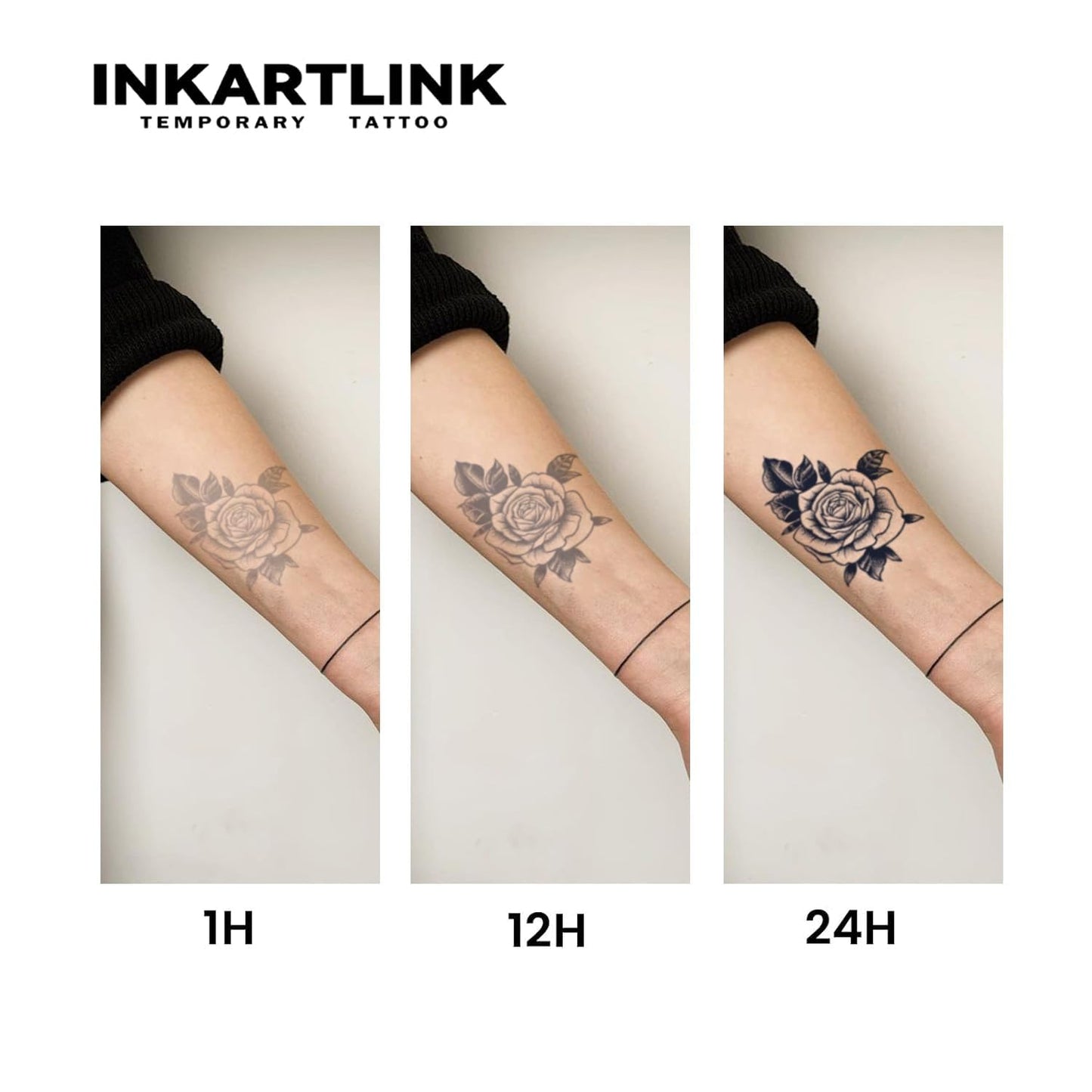 INKARTLINK Tattoo Tech, 2 Sheets Extra Large Semi Permanent Tattoo, Adult Art Design Temporary Tattoos, Lasts 1-2 Weeks, Waterproof, Realistic Look, No Adhesive, No Reflection (Flower)204