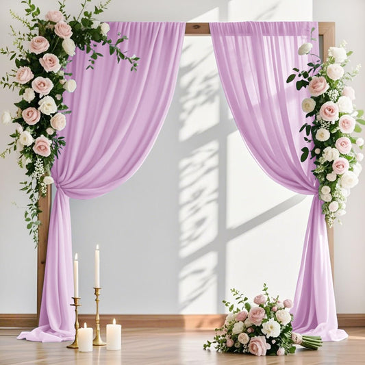 MLMW Wedding Arch Draping Fabric 1 Panel 29" x 20Ft Easter Lilac Sheer Wedding Arch Backdrop Drapes Outdoor Curtain for Ceremony Party Background Ceiling Decor