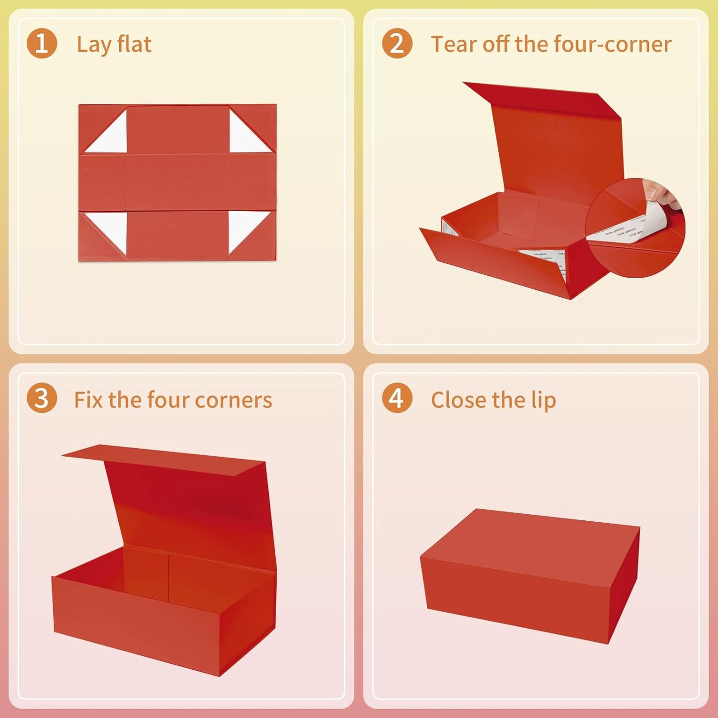 Rinrda Large Red Gift Box,13.75"x9"x4.5", Gift Boxes with Magnetic Lids for Presents Closure Gift Packing for Birthday,Christmas, Halloween,Wedding,Bridal Gifts,Mother's Day Gift Packging