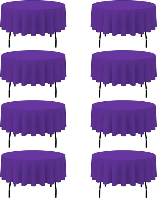 BRILLMAX 8 Pack Purple Round Tablecloths 90 Inch - Circle Bulk Linen Polyester Fabric Washable Table Cloth Cover for Wedding Reception Banquet Birthday Party Buffet Restaurant
