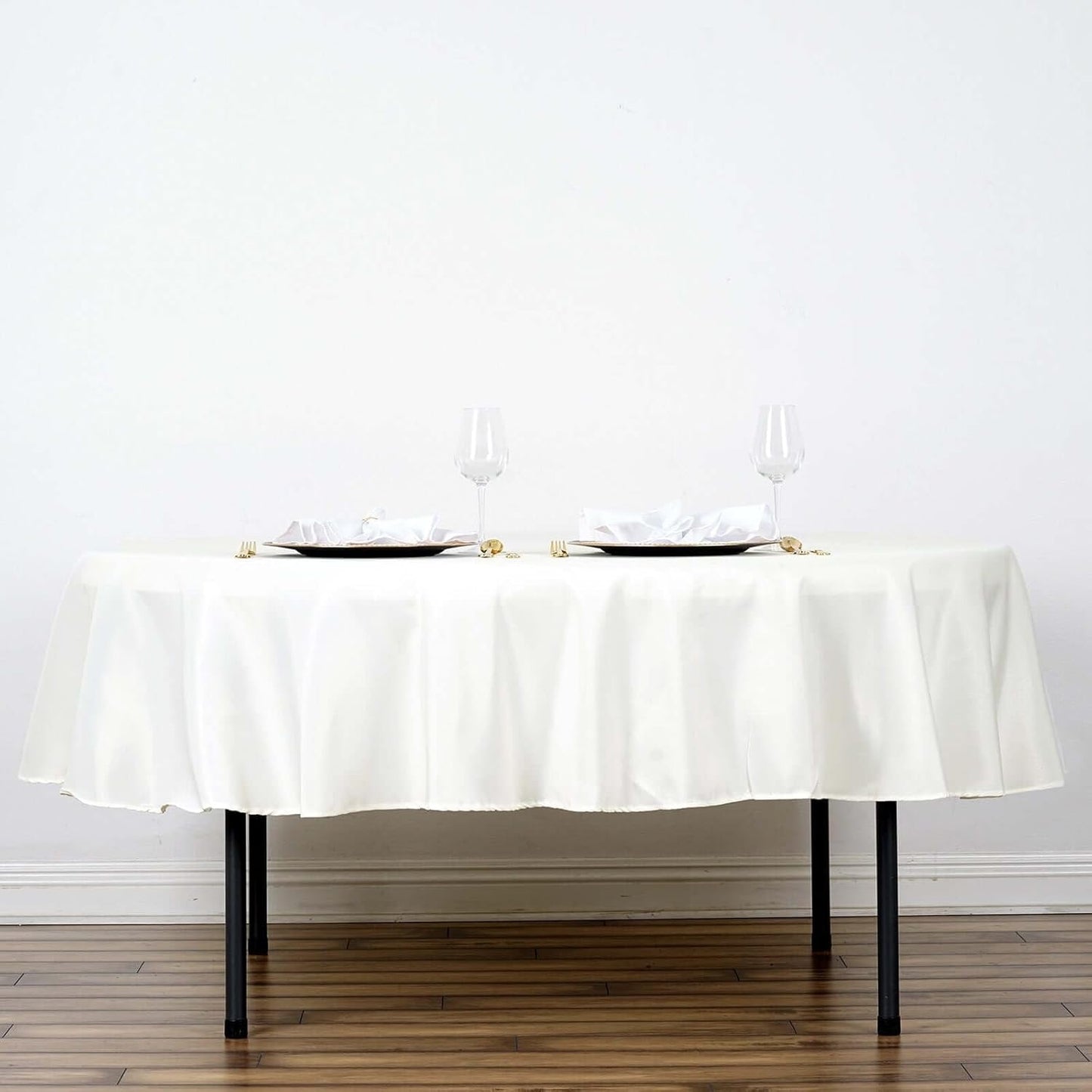 Efavormart Round Tablecloth, 90 Inch Stain & Wrinkle Resistant Washable Table Cloth, Decorative Polyester Fabric Table Cover for Banquet, Wedding, Dining- Ivory