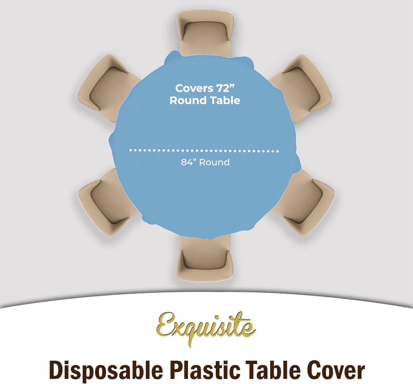 Party Solids 12-Pack Premium Plastic Tablecloth 84in. Round Table Cover - Light Blue