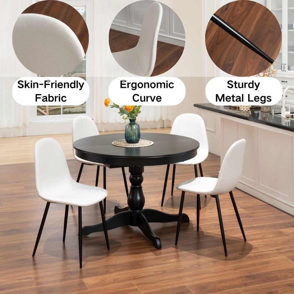 Homy Casa Dining Chairs Set of 4, Mid Century Modern Style Chairs Armless Accent Side Chairs for Kitchen, Dining Room, Living Room, Bedroom, Office, Beige