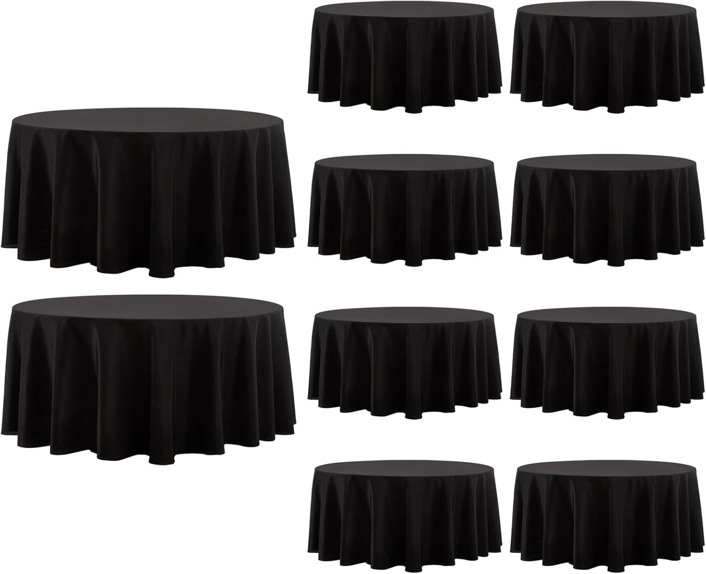 Round Tablecloth 10 Pack 108 Inch Black Tablecloths Washable Decorative Linen Polyester Table Clothes Cover for Dining Table Banquets Buffet Parties and Wedding