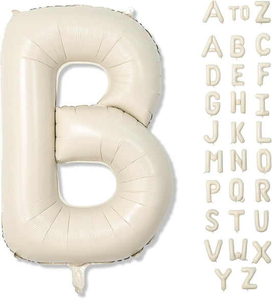40 Inch Letter Balloons Cream, Big Alphabet B Foil Word Beige, Large Inflatable Name White Decor, Mylar Helium Custom for Women Birthday Party Decoration