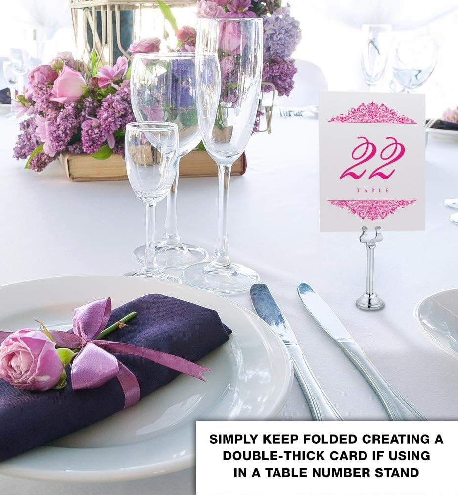 Paisley Wedding Table Numbers (Select Color/Quantity), Champagne, Fuschia, 1-65, Double Sided, Tent or Use in a Stand, Great for Parties & Restaurants - Made in the USA