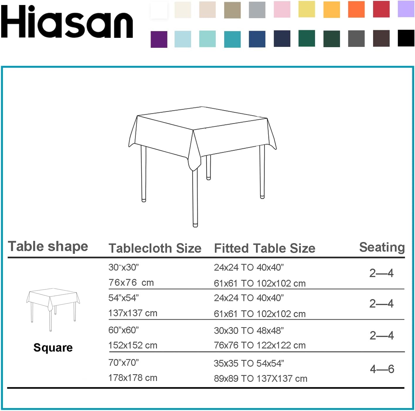 Hiasan Light Sage Square Tablecloth - Waterproof and Spillproof Washable Fabric Table Cloth for Dining Room Kitchen, 60 x 60 Inch
