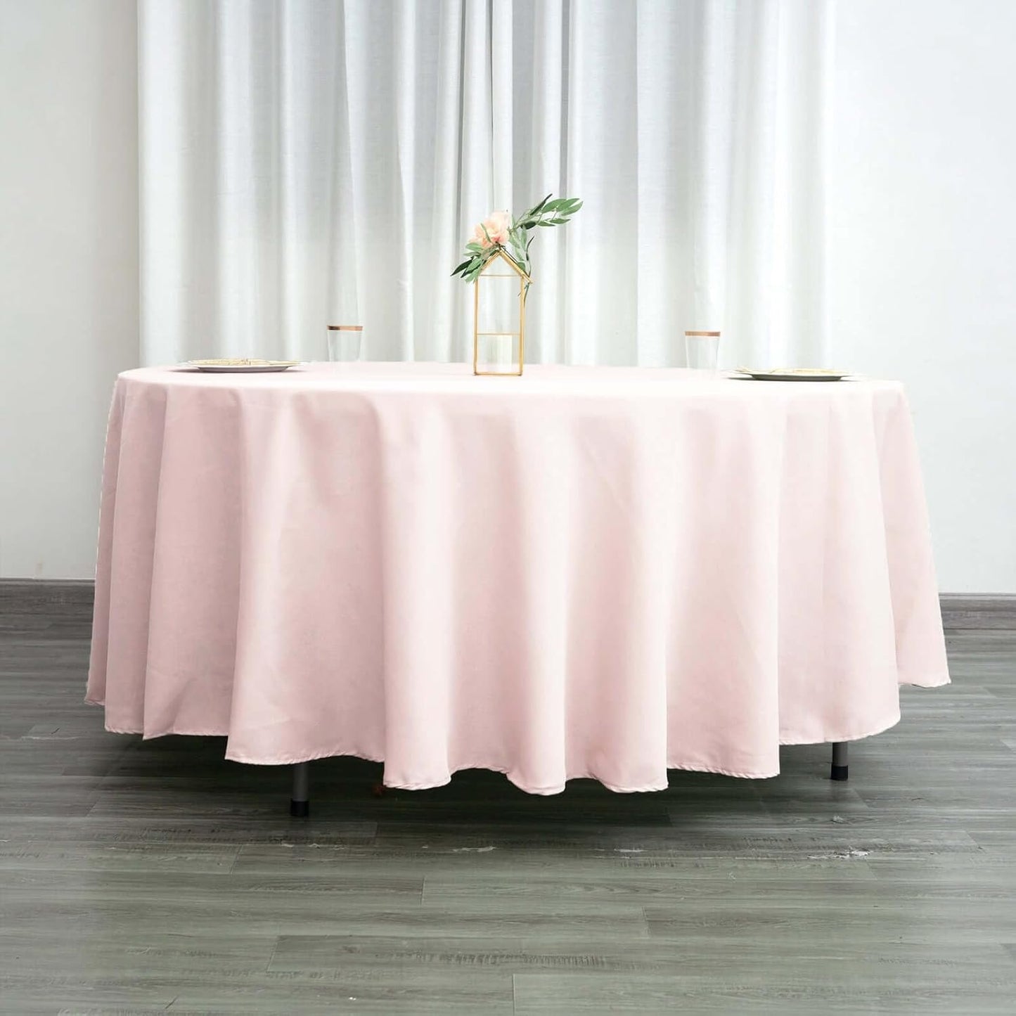 Efavormart Round Tablecloth, 108 Inch Stain & Wrinkle Resistant Washable Table Cloth, Decorative Polyester Fabric Table Cover for Banquet, Wedding, Dining- Blush