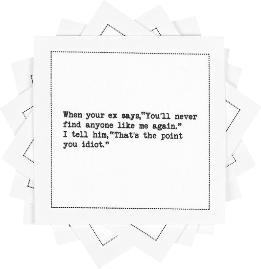 Five Star Napkins Inappropriate Thoughts Quotes White Cotton Cocktail Napkins, Beverage Napkins, Bar Napkins, Cloth Napkins, Party Napkins, Events, Holidays, Birthdays, Disposable, 4.5" x 4.5"- (50x)