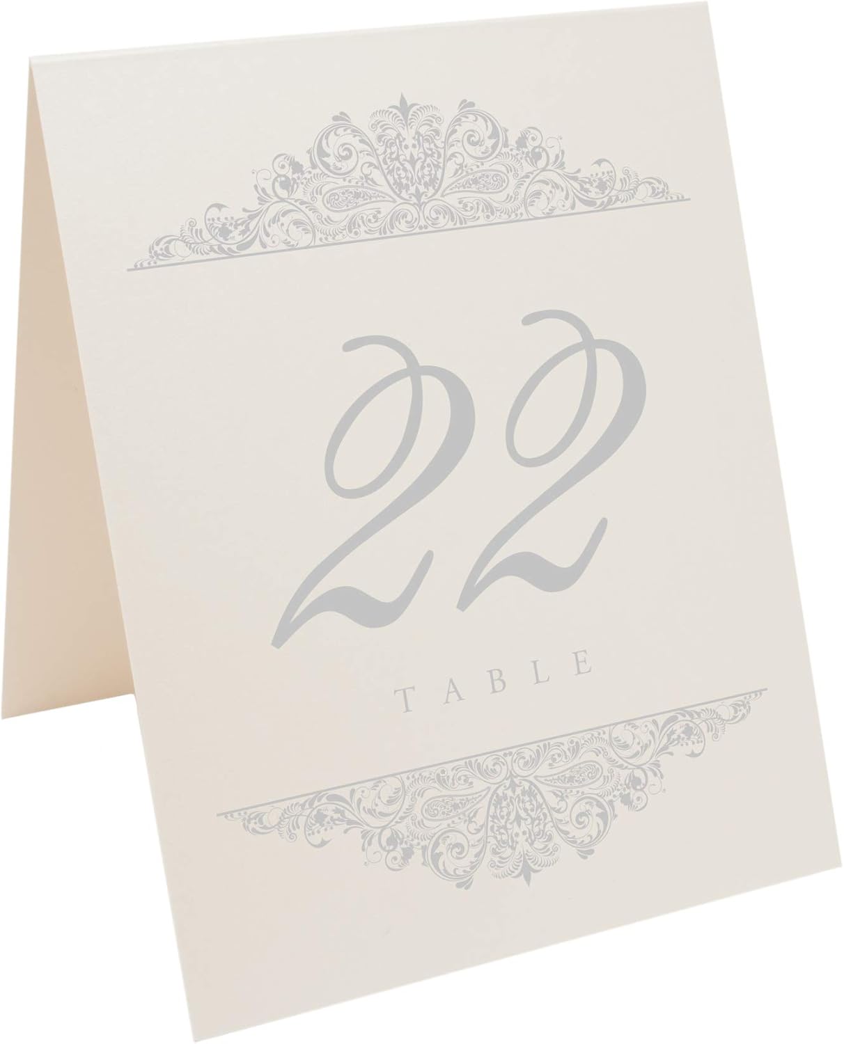 Paisley Wedding Table Numbers (Select Color/Quantity), Champagne, Silver, 1-90, Double Sided, Tent or Use in a Stand, Great for Parties & Restaurants - Made in the USA