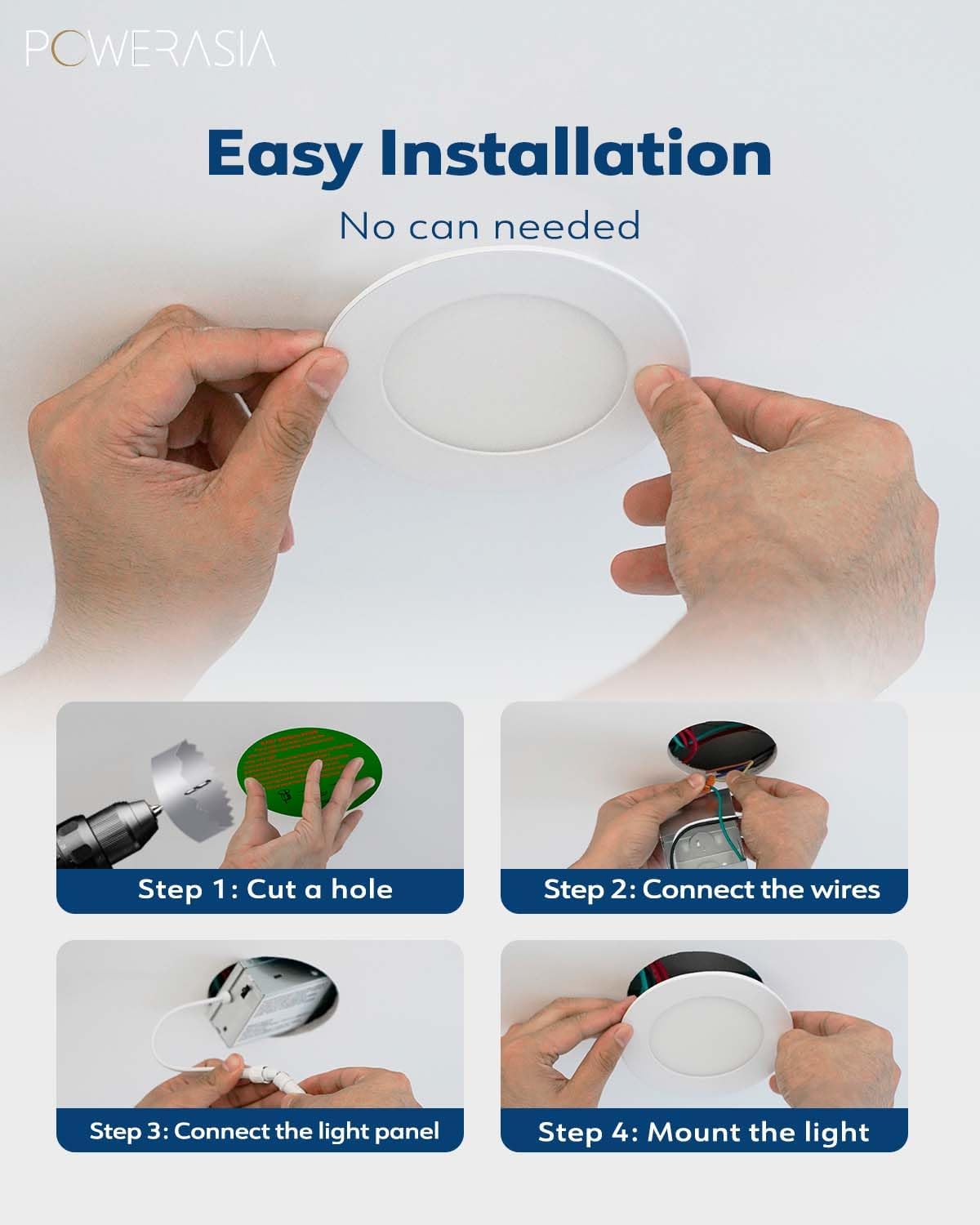 12 Pack 6 Inch Ultra-Thin LED Recessed Ceiling Light with Junction Box, Recessed Lighting 6 Inch 5000K Dimmable Daylight, 15W 220W Eqv, 1200LM High Brightness - ETL and Energy Star Certified