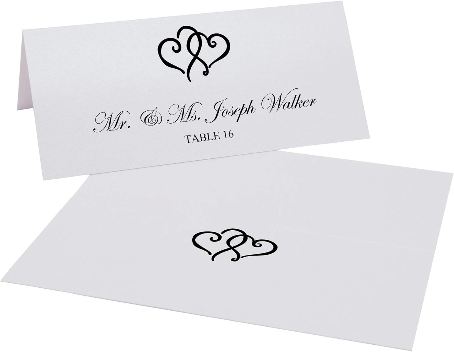 Linked Hearts Printable Place Cards, Black (Choose Color), Set of 150 (25 Sheets), Laser & Inkjet Printers - Wedding, Party, Dinner, and Special Events - Made in the USA