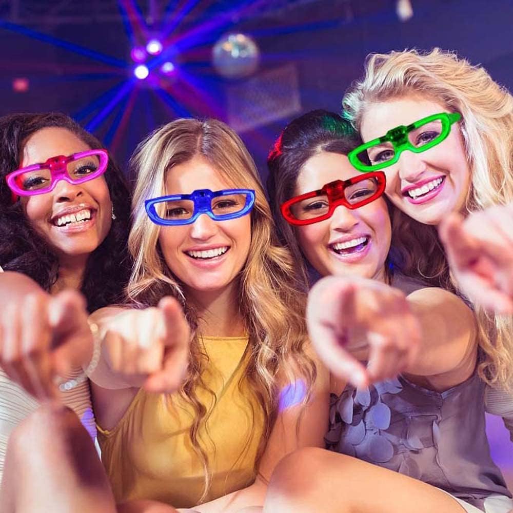 50 Packs LED Glasses Mardi Gras Party Supplies ,5 Neon Colors,3 Light Modes Light up Glow Sticks Glasses Toys Party Supplies for kids Adults Fit Halloween Christmas New Year Eve Graduations (50)