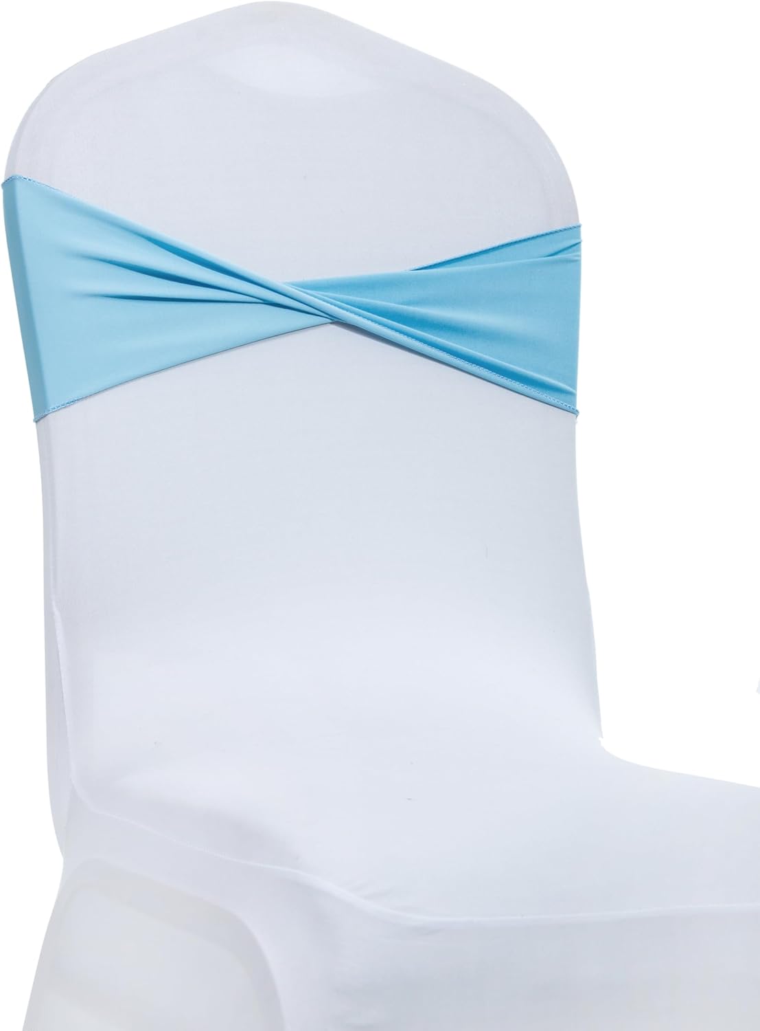 MDS Pack of 25 Spandex Chair Sashes Bows Elastic Stretch Dining Chair Bands Ties Without Slider Buckle Universal fits for Wedding Baby Shower Birthday Party Banquet Event Decoration - Blue