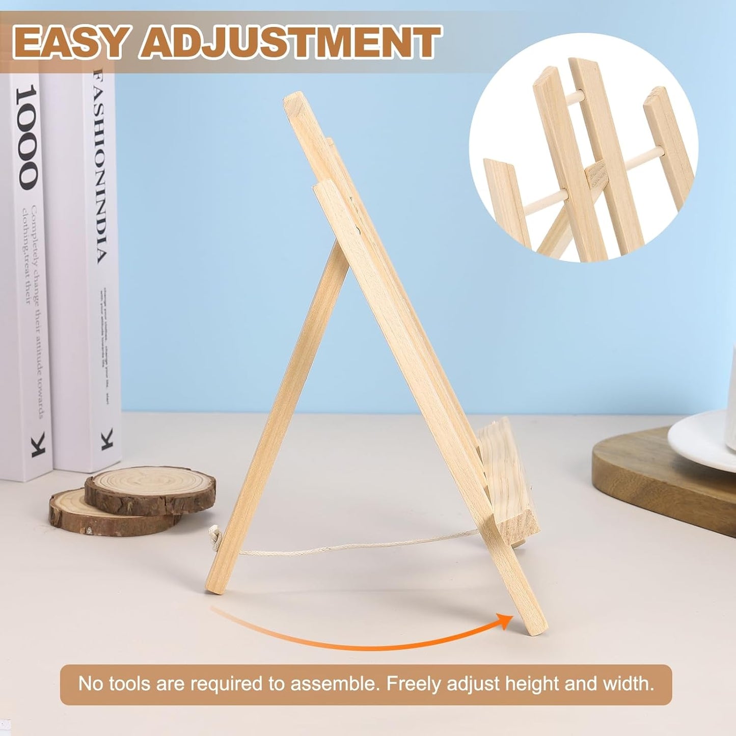 MECCANIXITY Mini Wood Display Easels, 11.8"x5.9"A-Frame Painting Tabletop Easels Holder Stand for Artists Beginners Displaying Small Canvases Art Photos Business Cards(Pack of 3, Wood Color)